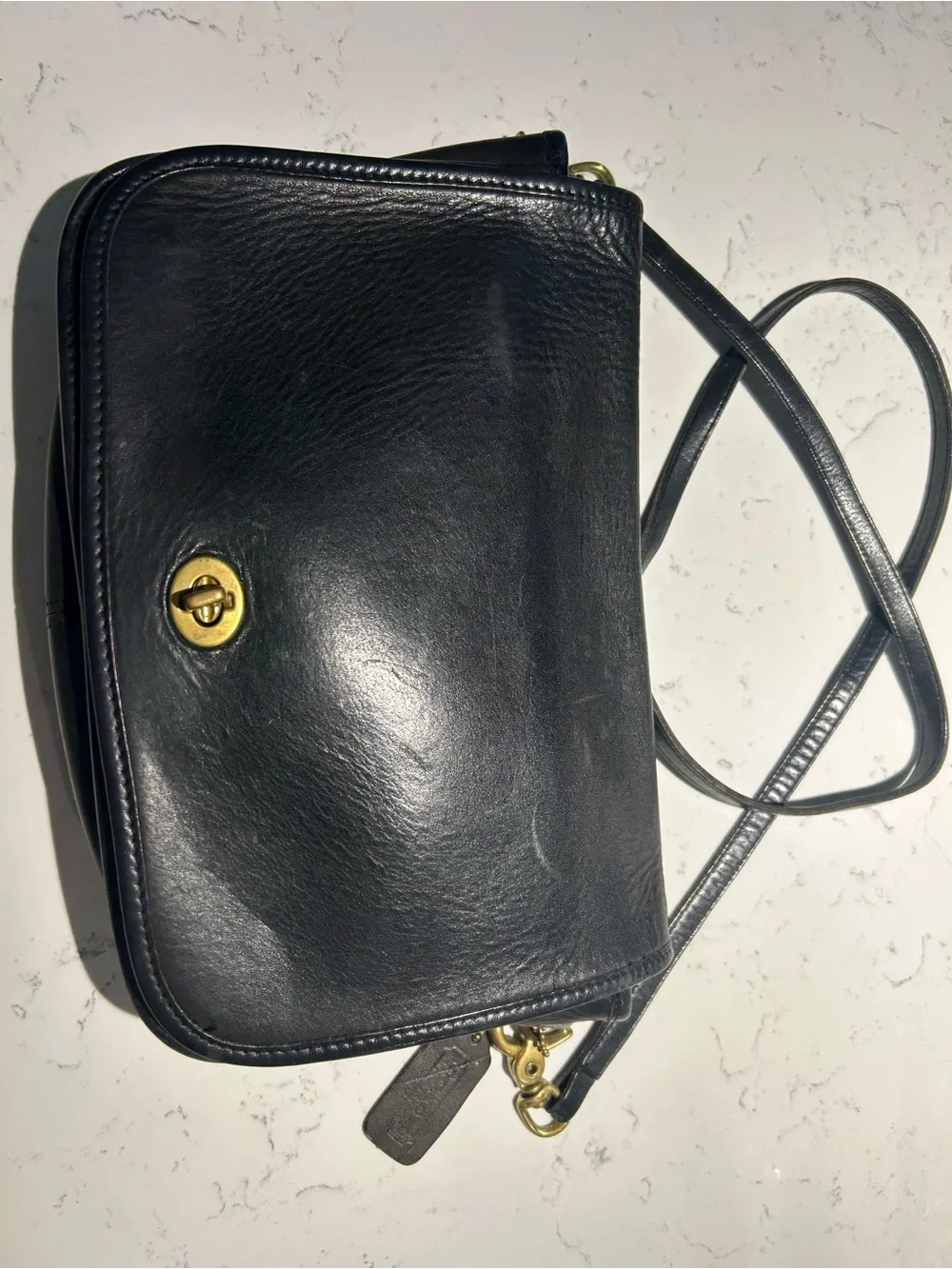 Vintage Coach Black Leather Crossbody with Gold Hardware - Picture 2 of 8